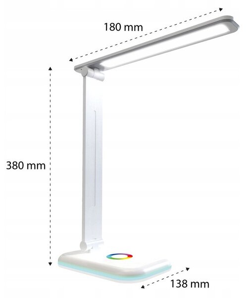 Lampa de birou Alma, LED 12W, 960 lm, temperatura reglabila CCT, RGB, IP20, alba