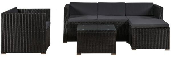 Juskys Set ratan de gradina Punta Cana L - perne negre/antracit