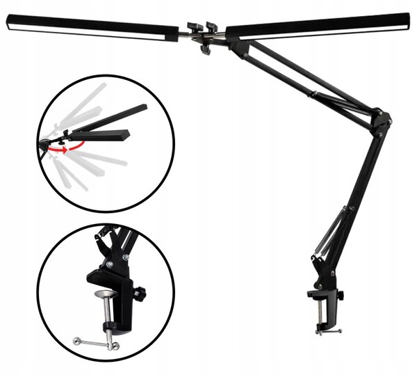 Lampa LED de birou, 14W, 980 lm, 3 trepte reglare lumina, IP20, negru