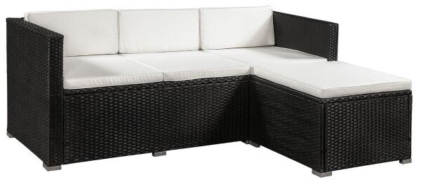 Juskys Set ratan de gradina Punta Cana L - perne negre/crem