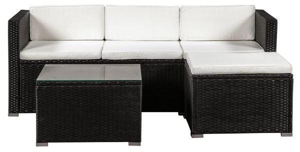 Juskys Set ratan de gradina Punta Cana L - perne negre/crem