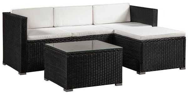 Juskys Set ratan de gradina Punta Cana L - perne negre/crem