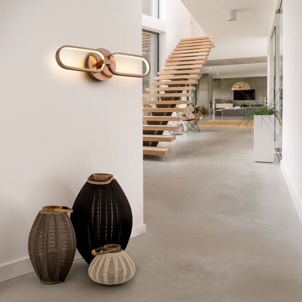 Schuller Valencia Aplică perete LED Colette, 2 becuri, auriu-rosé, Auriu / Alamă, Camera de zi / sufragerie, Metal, Modern