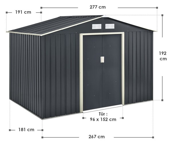 Juskys Casuta de gradina XL 277×191×192 cm - antracit