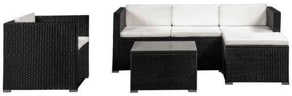 Juskys Set ratan de gradina Punta Cana L - perne negre/crem