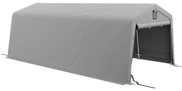 Outsunny Garaj Portabil, Carport Rezistent, Cort tip Garaj cu Copertină și 2 Ferestre de Ventilație și Ușă, 6.2x3.3x2.4 m, Gri | Aosom Romania