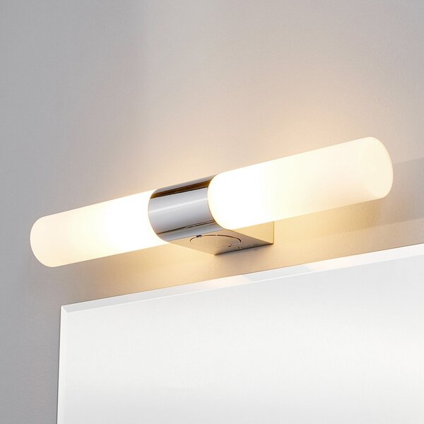 Lindby lumina oglindă Ziva, soclu, alb, sticlă, IP44, reglabil, Metalic, Baie, Metal, Modern