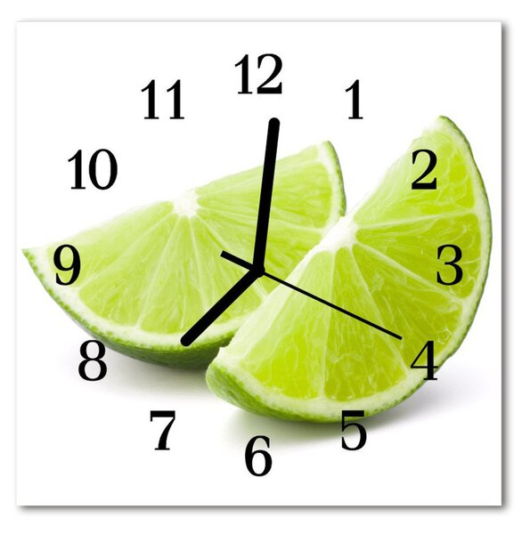 Ceas de perete din sticla pătrat Lime Green Fruit