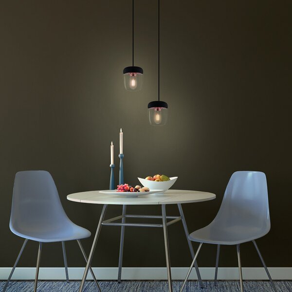 UMAGE Acorn lampă pendul negru/cupru, reglabil, Negru, Camera de zi / sufragerie, Sticlă, Design
