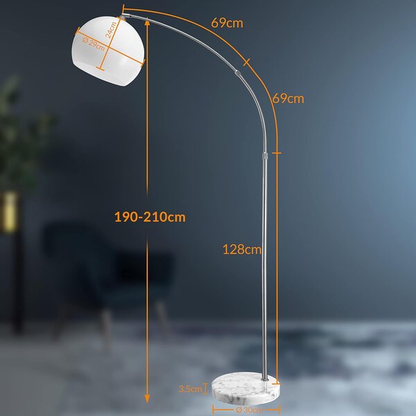 Deuba Lampă de podea arcuită de design cu bază din marmură - reglabilă 190 - 200 cm