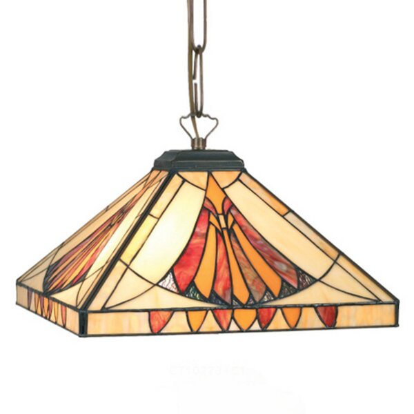 Artistar Lampă suspendată pătrată AMALIA, reglabil, Multicolor, Camera de zi / sufragerie, Sticlă, Tiffany