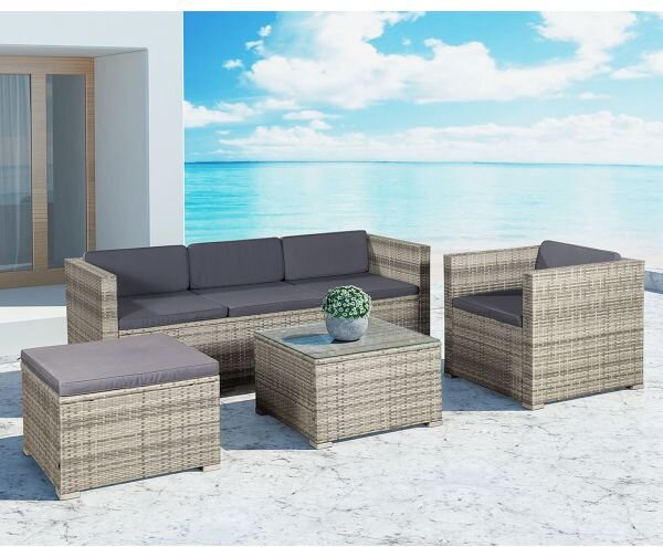 Juskys Set ratan de gradina Punta Cana L - perne gri/antracit