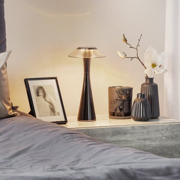 Kartell Space - lampă LED de masă designer, titan, Gri, Camera de zi / sufragerie, Plastic, Design