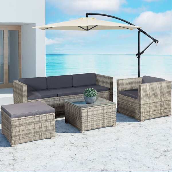 Juskys Set ratan de gradina Punta Cana L - perne gri/antracit