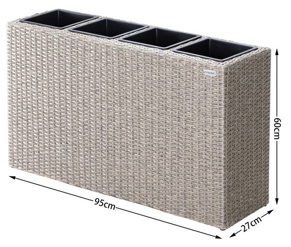 Deuba Ghiveci cu flori - 95 x 27 x 60 cm - crem