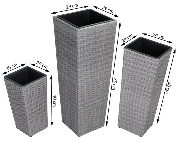 Deuba Set 3 ghivece de flori - gri