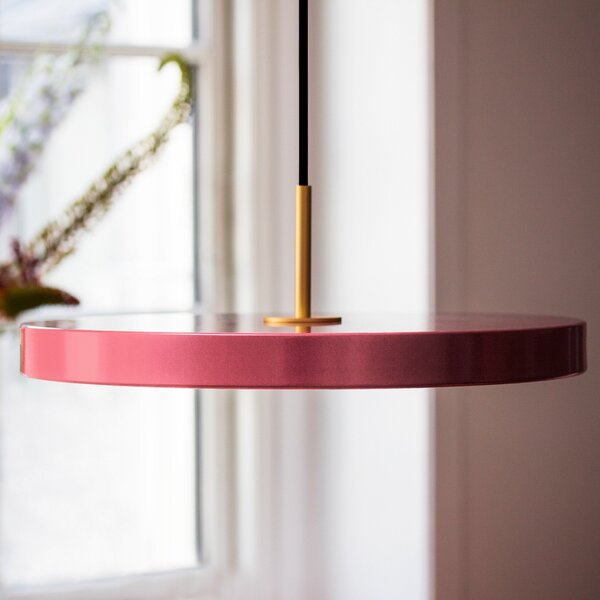 UMAGE Lampă suspendată LED Asteria Medium, roz/alamă, Ø 43 cm, reglabil, Roz / Rosé, Camera de zi / sufragerie, Metal, Design