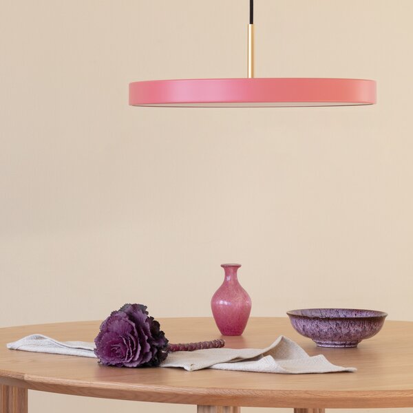 UMAGE Lampă suspendată LED Asteria Medium, roz/alamă, Ø 43 cm, reglabil, Roz / Rosé, Camera de zi / sufragerie, Metal, Design