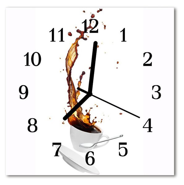 Ceas de perete din sticla pătrat Cafea Alimente și băuturi alb