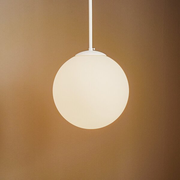 ALDEX Lampă suspendată Dione, 1 bec, alb, 30cm, reglabil, Alb, Camera de zi / sufragerie, Sticlă, Modern, glob
