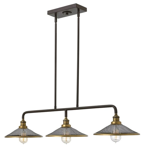HINKLEY Lampă suspendată Rigby 3 becuri, reglabil, Bronz / Alamă Veche, Camera de zi / sufragerie, Metal, Design industrial