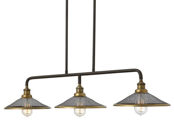 HINKLEY Lampă suspendată Rigby 3 becuri, reglabil, Bronz / Alamă Veche, Camera de zi / sufragerie, Metal, Design industrial
