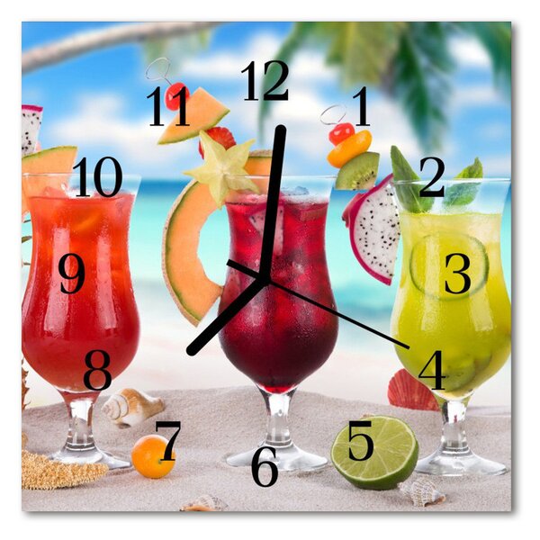 Ceas de perete din sticla pătrat Cocktail Alimente și băuturi Multi-colorat