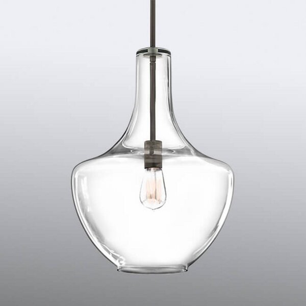 KICHLER Lampă pendul Everly medie soclu bronz antic, reglabil, Bronz / Alamă Veche, Camera de zi / sufragerie, Sticlă, Design