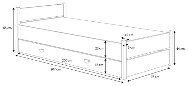 Pat pentru copii 200x90 cm. Promo -18%. 1052341