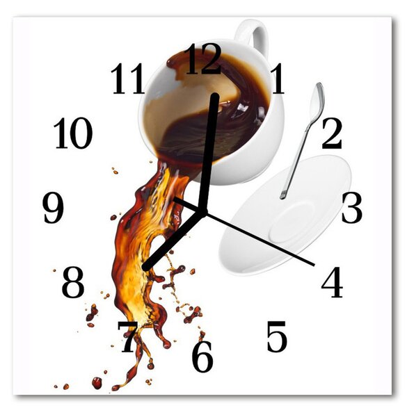 Ceas de perete din sticla pătrat Cafea Alimente și băuturi alb