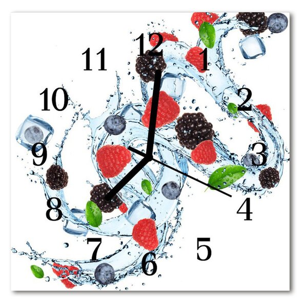 Ceas de perete din sticla pătrat Fructe Ice Cream fructe Blue Ice