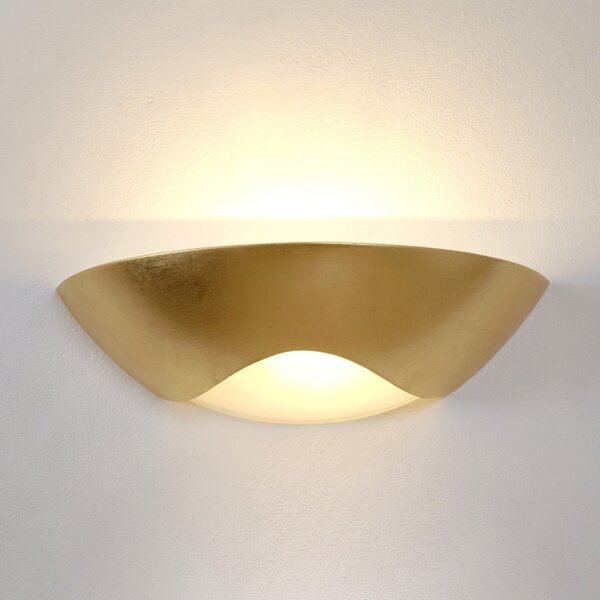 Holländer Aplică de perete elegantă Matteo Curve, auriu, reglabil, Auriu / Alamă, Camera de zi / sufragerie, Ceramică, Modern