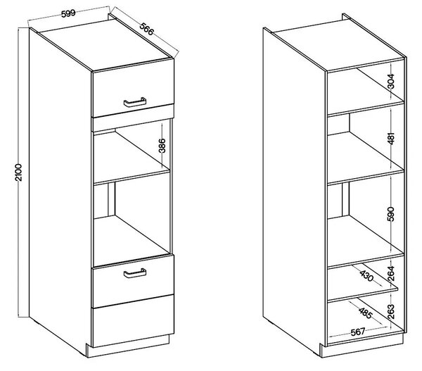 Dulap de bucătărie pentru alimente Lucid 60 DPM 210 2F (alb + alb). 1041044