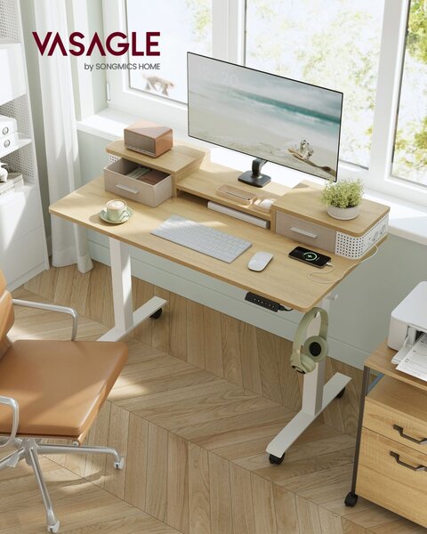 Birou reglabil Vasagle Alb 120x60x131.5 cm