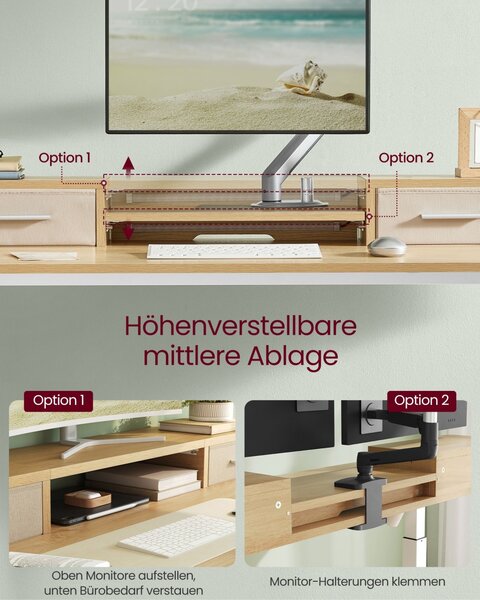 Birou reglabil Vasagle Alb 120x60x131.5 cm
