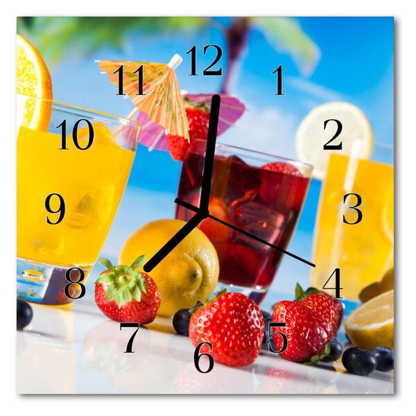 Ceas de perete din sticla pătrat Cocktail Alimente și băuturi Multi-colorat