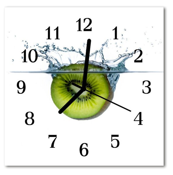 Ceas de perete din sticla pătrat Kiwi de fructe verzi