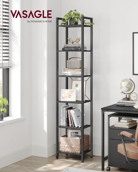 Biblioteca Vasagle Negru 39.6x30x186.1 cm