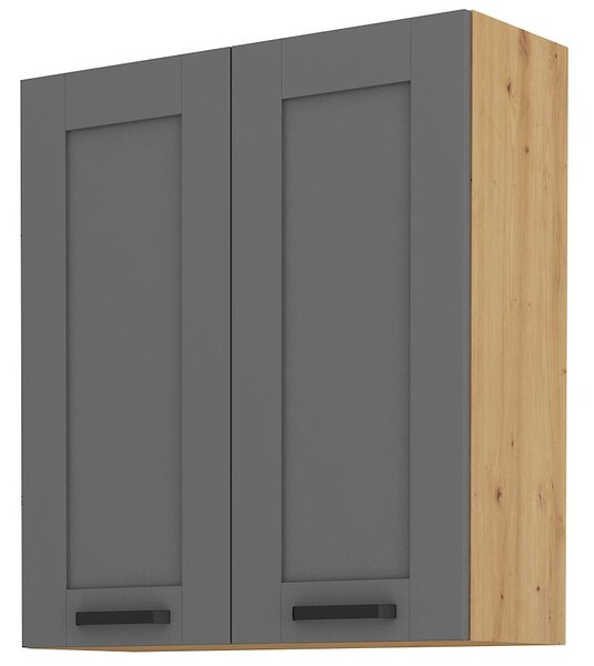 Dulap superior de bucătărie, două uși Lucid 80 G 90 2F (Stejar artisan + dustgrey). 1045602
