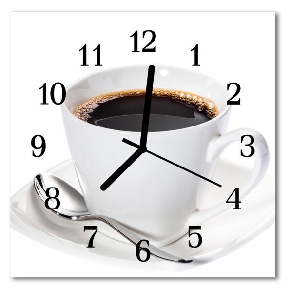 Ceas de perete din sticla pătrat Cafea Alimente și băuturi alb