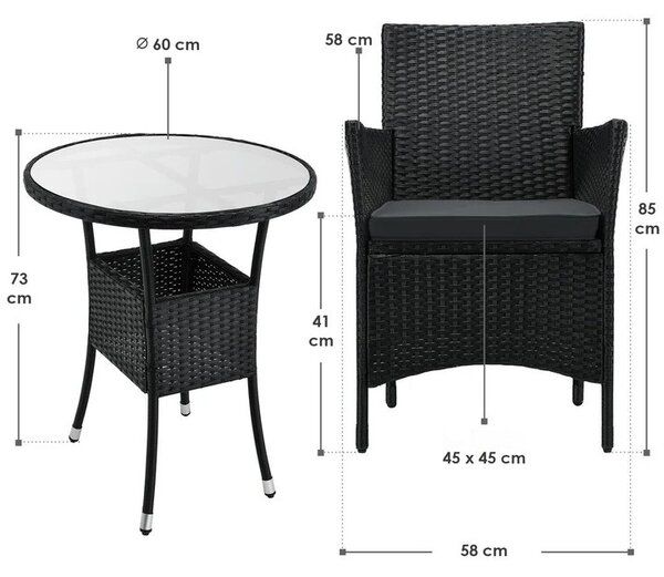Juskys Set balcon Bayamo - perne negre + gri