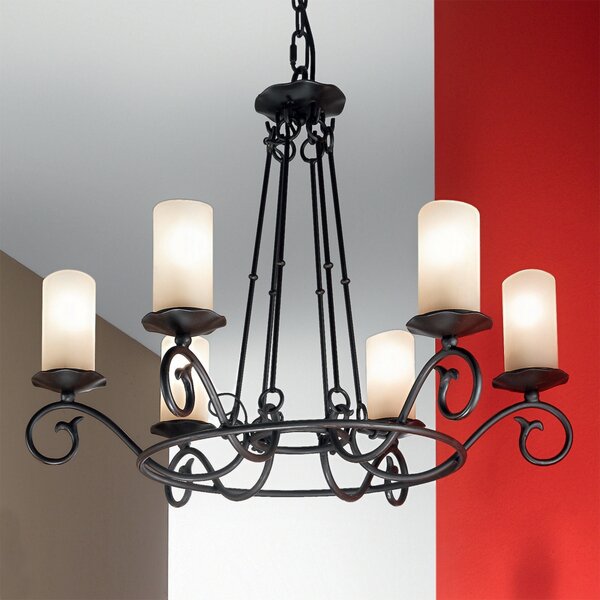 ORION Candelabru Bente, 6 becuri, reglabil, Negru, Camera de zi / sufragerie, Metal, Casă de țară / Rustic, Candelabru