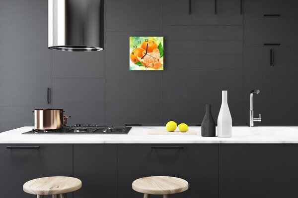 Ceas de perete din sticla pătrat Portocale fructe Orange
