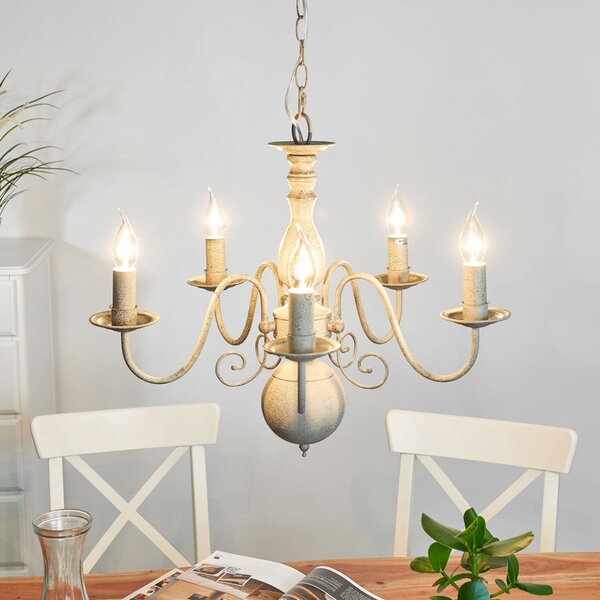 Searchlight Candelabru Greythorne - 5 becuri, reglabil, Gri, Camera de zi / sufragerie, Metal, Casă de țară / Rustic