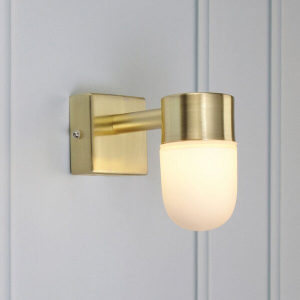 Markslöjd Lampă oglindă baie Menton, IP44, reglabil, Auriu / Alamă, Baie, Metal, Modern