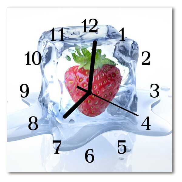 Ceas de perete din sticla pătrat Ice Cream Strawberry Blue Ice