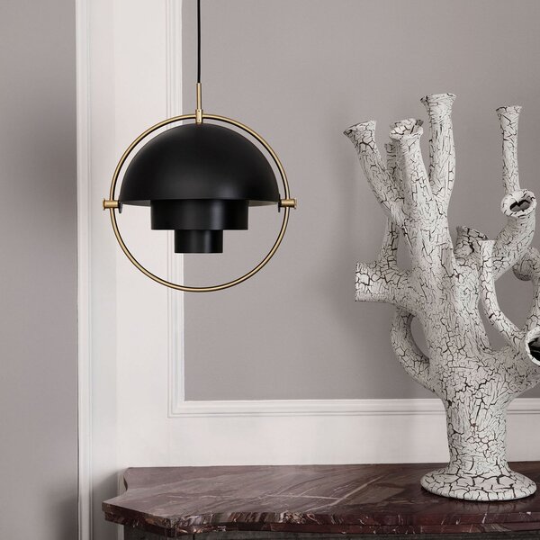 GUBI Suspensie Multi-Lite, Ø 36 cm, alamă/negru, reglabil, Negru, Camera de zi / sufragerie, Metal, Design