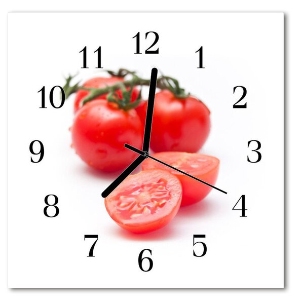Ceas de perete din sticla pătrat Tomate Alimente și băuturi Red