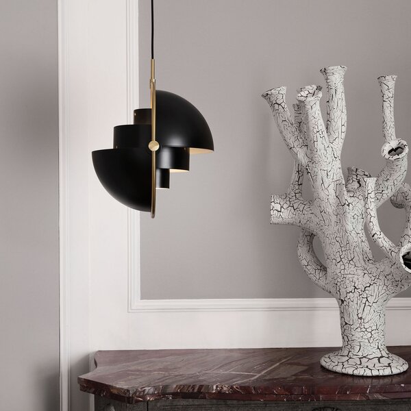 GUBI Suspensie Multi-Lite, Ø 36 cm, alamă/negru, reglabil, Negru, Camera de zi / sufragerie, Metal, Design