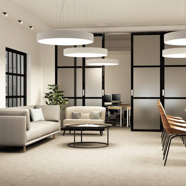 Arcchio Lampă suspendată LED Noabelle, Ø 80 cm, alb, metal, reglabil, Alb, Bucătărie, Metal, Modern